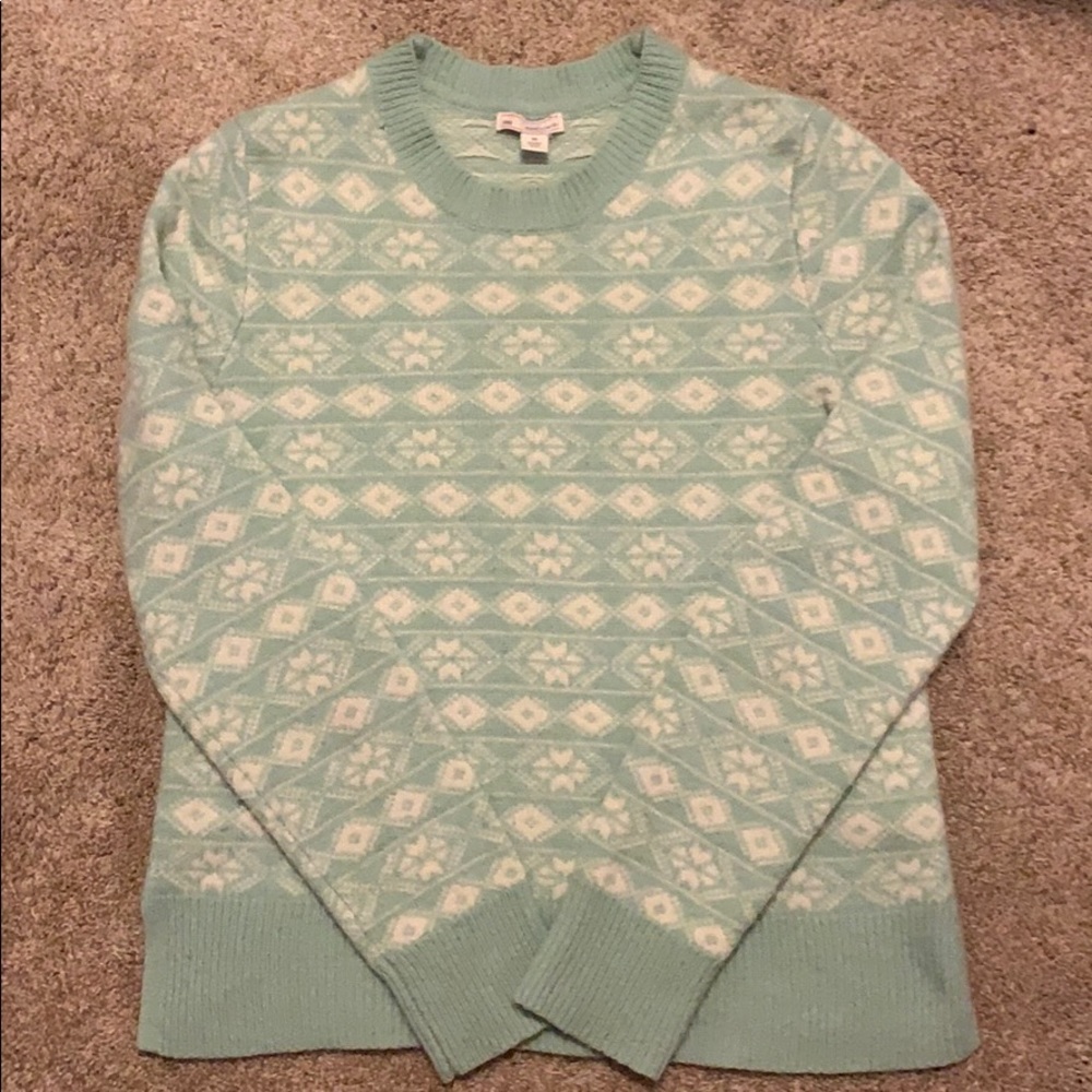 Gap Lambs Wool Mint and White Winter Sweater